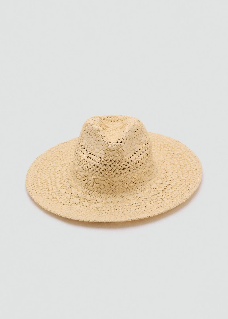 Natural fiber hat with lace details