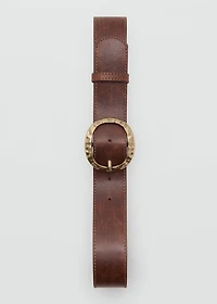 Textured belt with round buckle