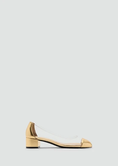 Combined vinyl heeled shoes