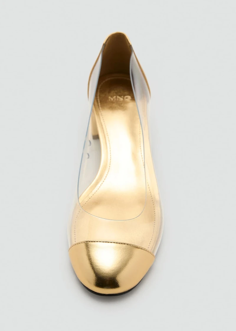 Combined vinyl heeled shoes