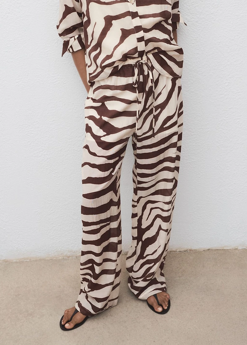 Zebra-print fluid pants