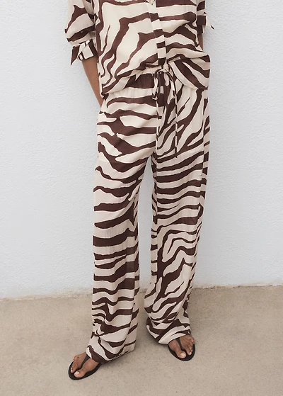 Zebra-print fluid pants