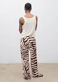 Zebra-print fluid pants