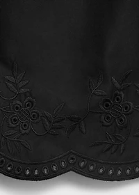 Satin shorts with embroidered hem