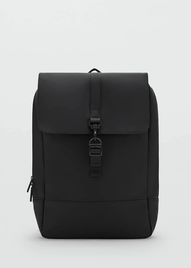 Rubberized backpack with flap closure