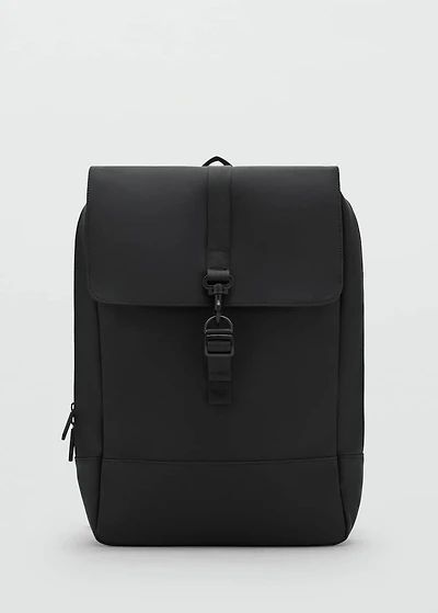 Rubberized backpack with flap closure