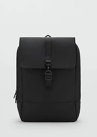 Rubberized backpack with flap closure