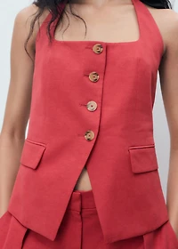 Linen-blend suit vest