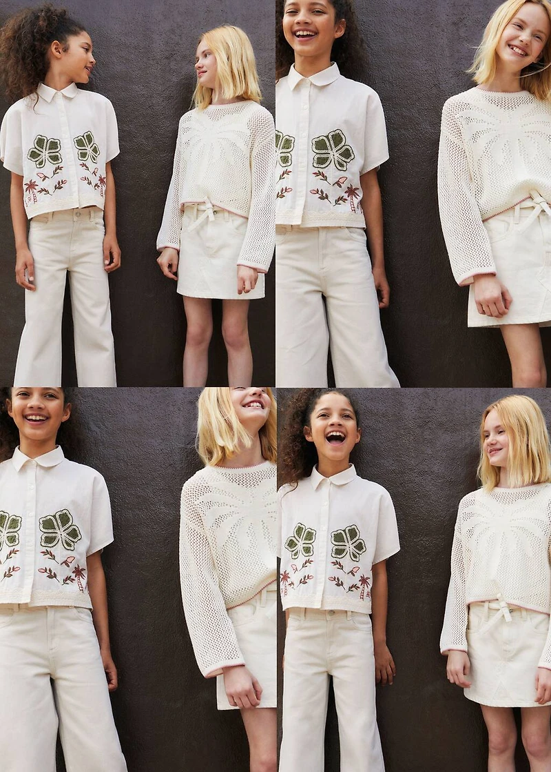 Linen shirt embroidered with flowers