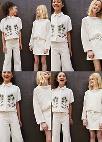 Linen shirt embroidered with flowers
