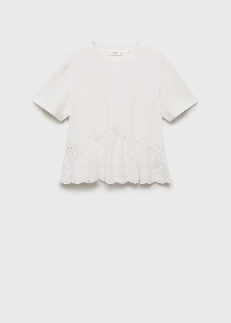 Embroidered ruffle t-shirt