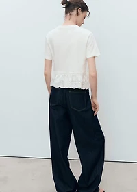 Embroidered ruffle t-shirt
