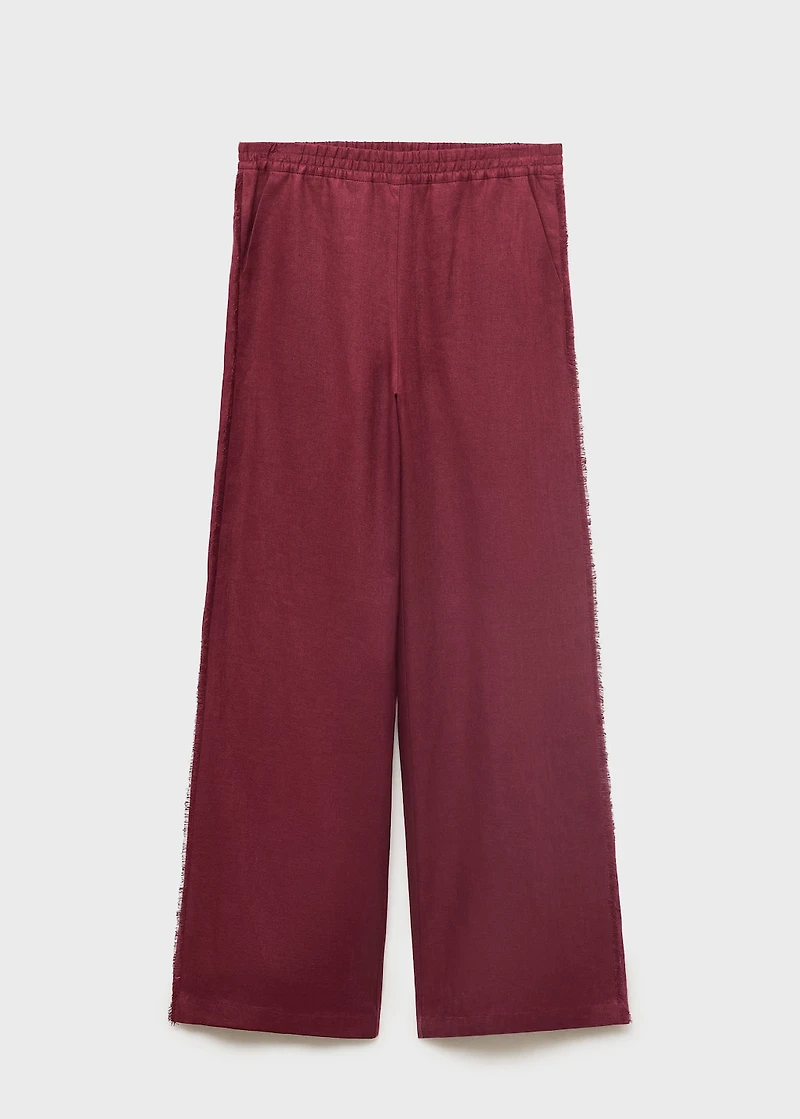 Linen suit pants with frayed ends