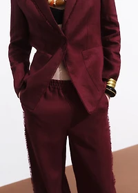Linen suit pants with frayed ends
