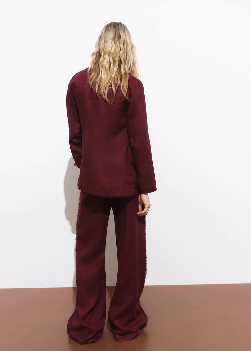 Linen suit pants with frayed ends