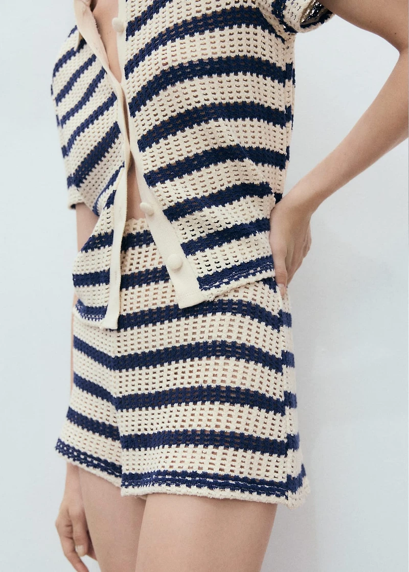 Striped crochet shorts