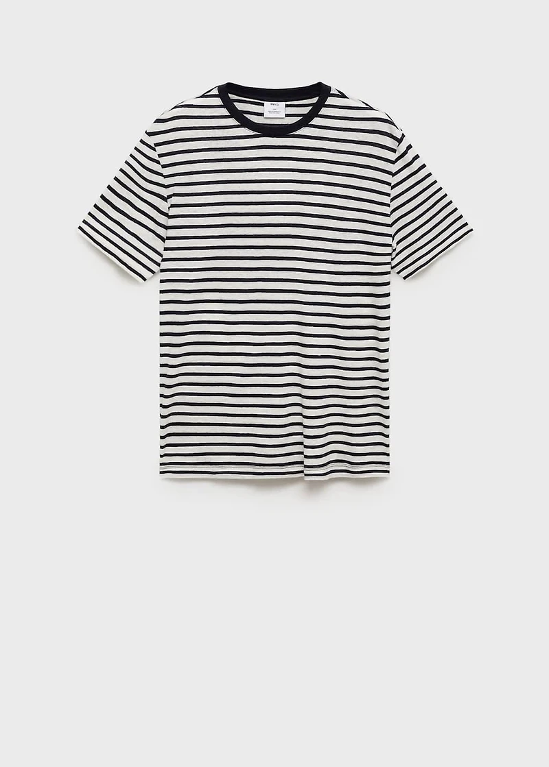 Striped slim-fit linen t-shirt