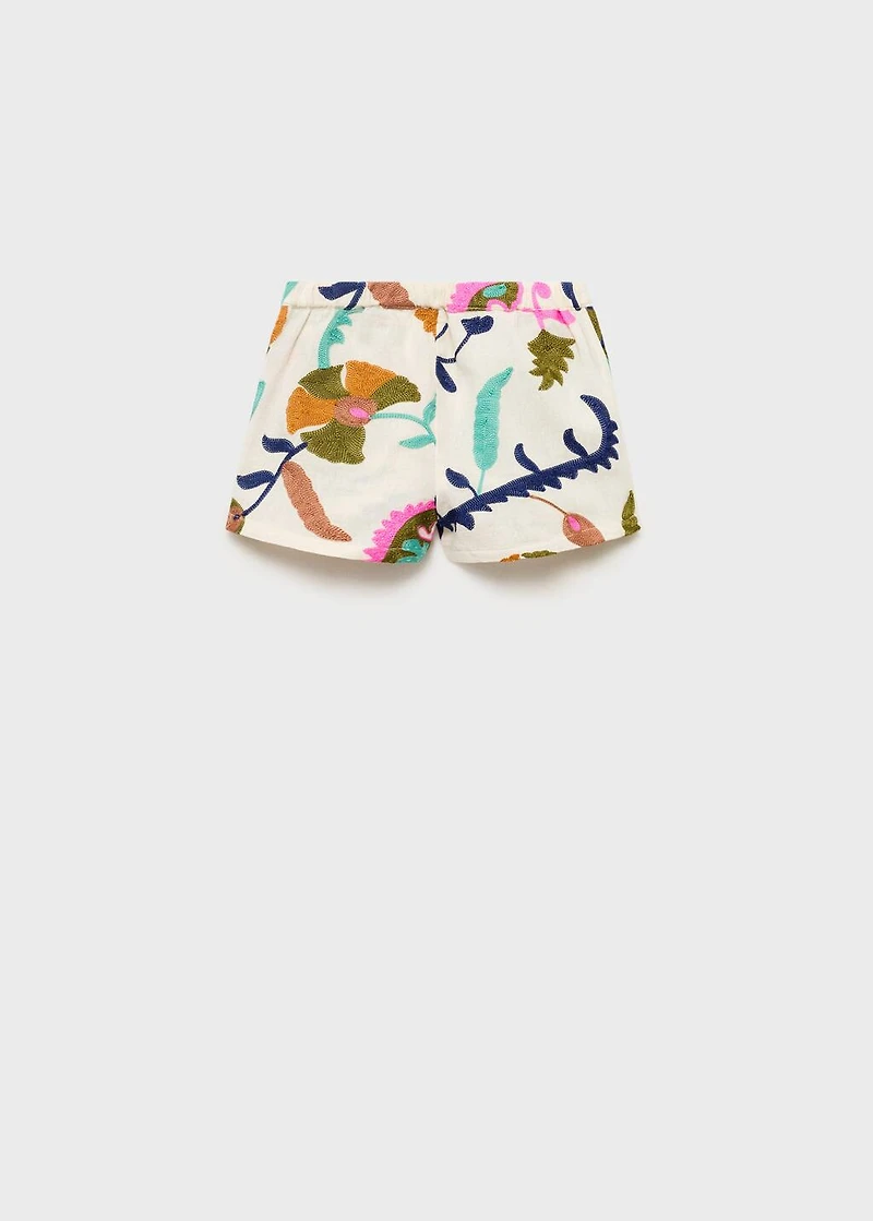Embroidered linen shorts