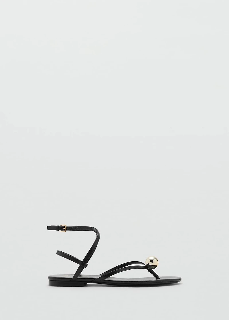 Leather strap sandals with metallic detail