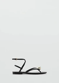 Leather strap sandals with metallic detail