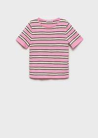 Short-sleeved sweater with combined stripes