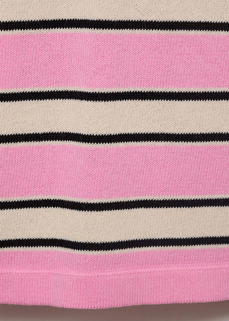Short-sleeved sweater with combined stripes