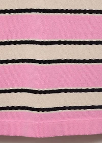 Short-sleeved sweater with combined stripes
