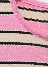 Short-sleeved sweater with combined stripes
