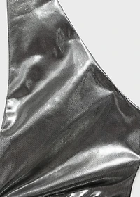 Metallic bikini top with cut-out