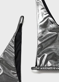 Metallic bikini top with cut-out
