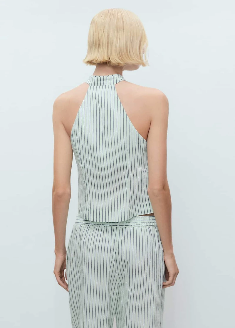 Striped top with a strap neckline and laces