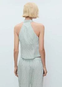 Striped top with a strap neckline and laces