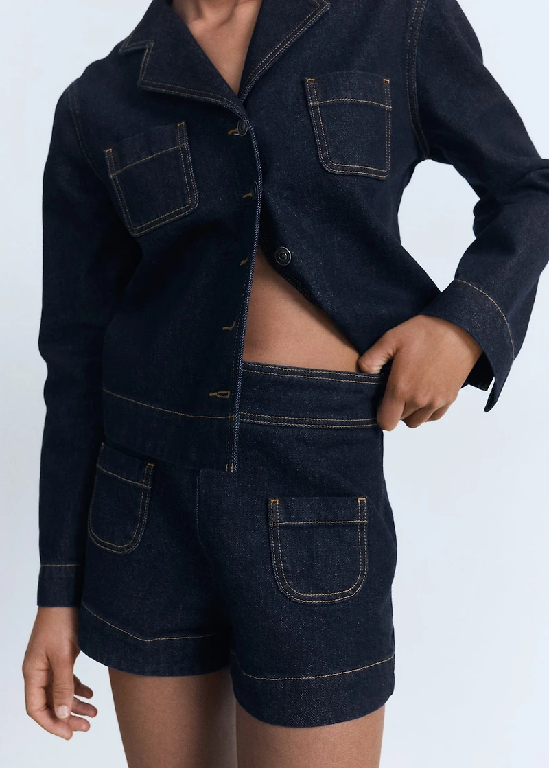 High-waisted denim shorts with pockets