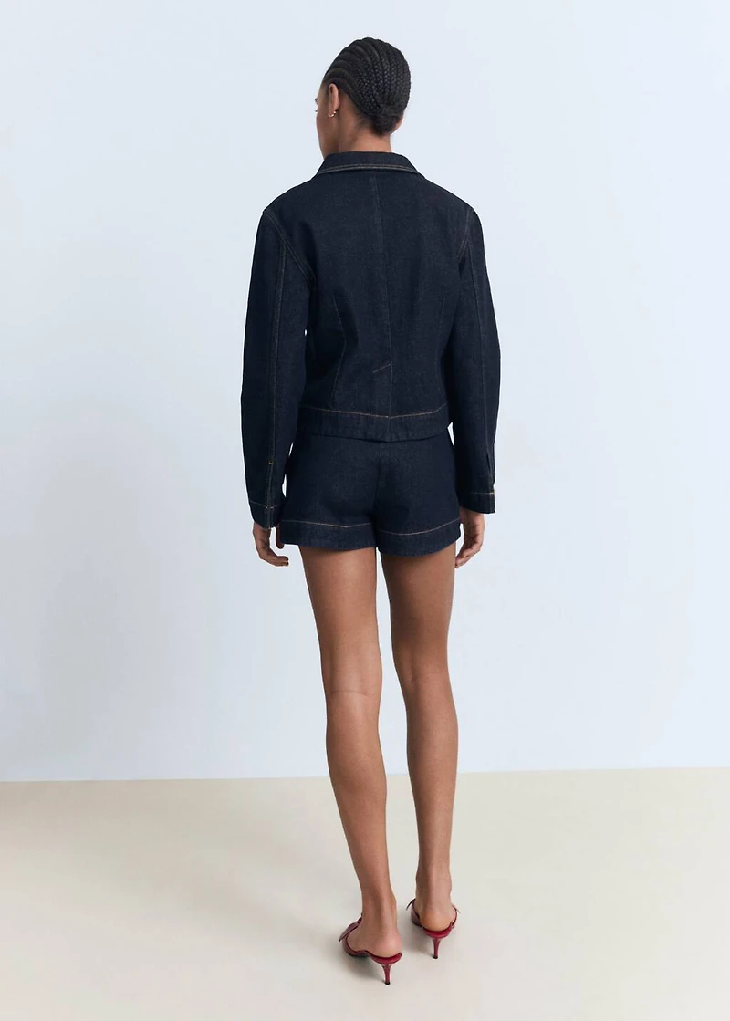 High-waisted denim shorts with pockets