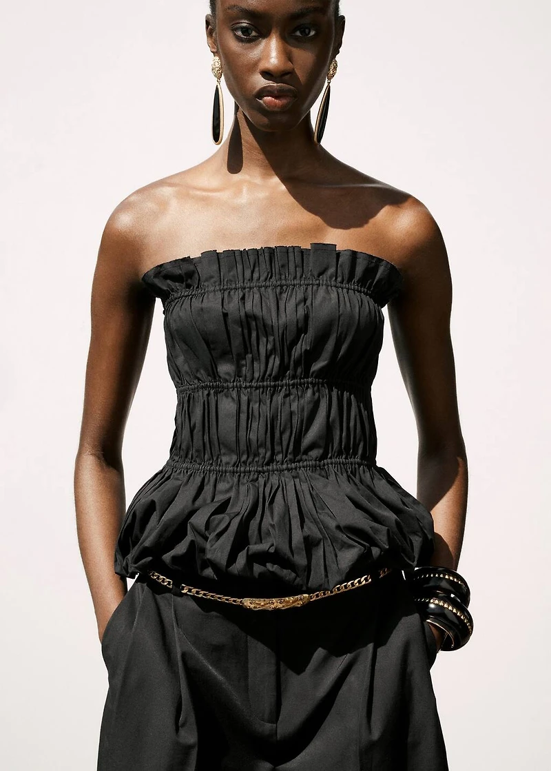 Ruched strapless top