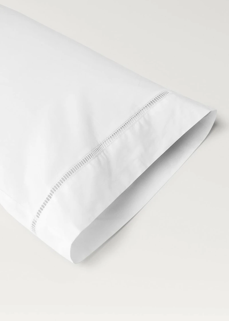 Cotton percale pillowcase with hemstitch 45x110 cm