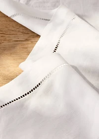 Linen table runner with embroidered hemstitch