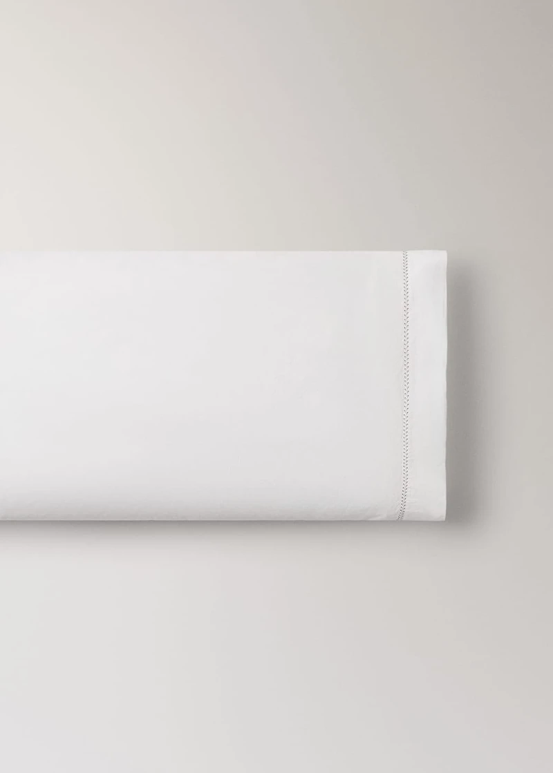 Washed cotton percale pillowcase with zigzag stitching 45x110 cm