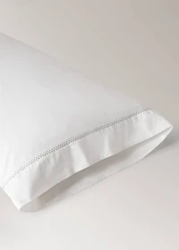 Washed cotton percale pillowcase with zigzag stitching 45x110 cm