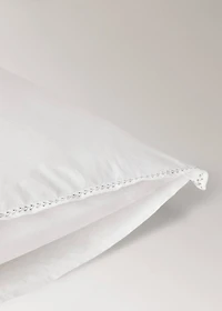 Washed cotton percale pillowcase with zigzag stitching 60x60 cm