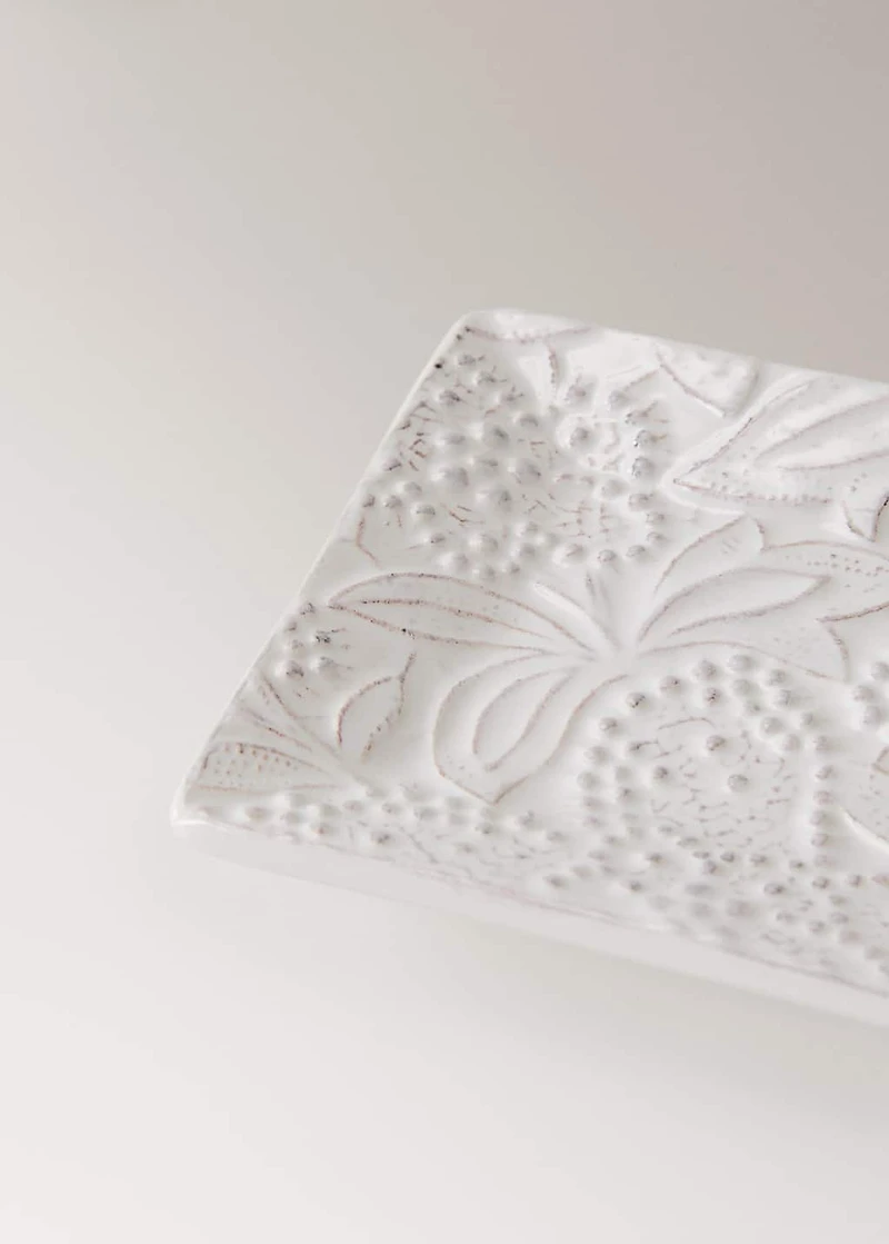 Embossed soap dish
