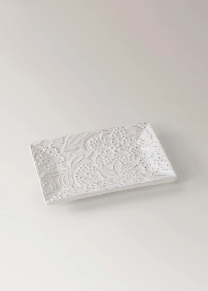 Embossed soap dish