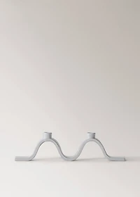 Stoneware candlestick with wave design and glossy finish