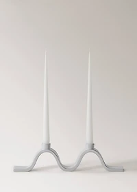 Stoneware candlestick with wave design and glossy finish