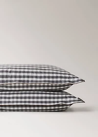 Two percale cotton gingham check pillowcases 50x75 cm