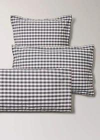 Two percale cotton gingham check pillowcases 50x75 cm
