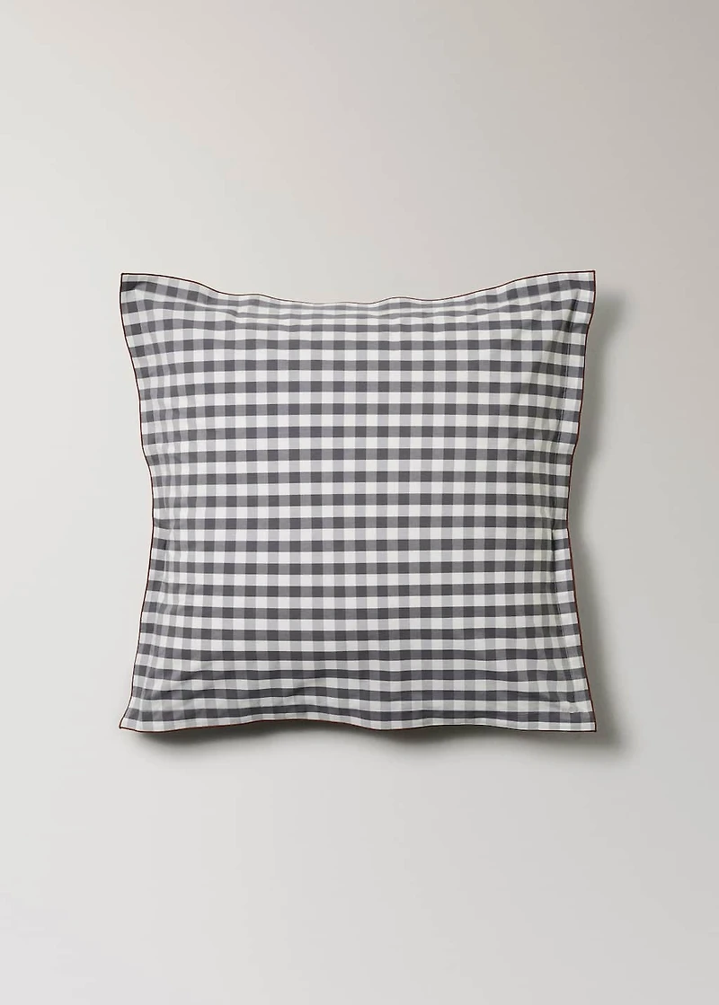 Two percale cotton gingham check pillowcases 60x60 cm