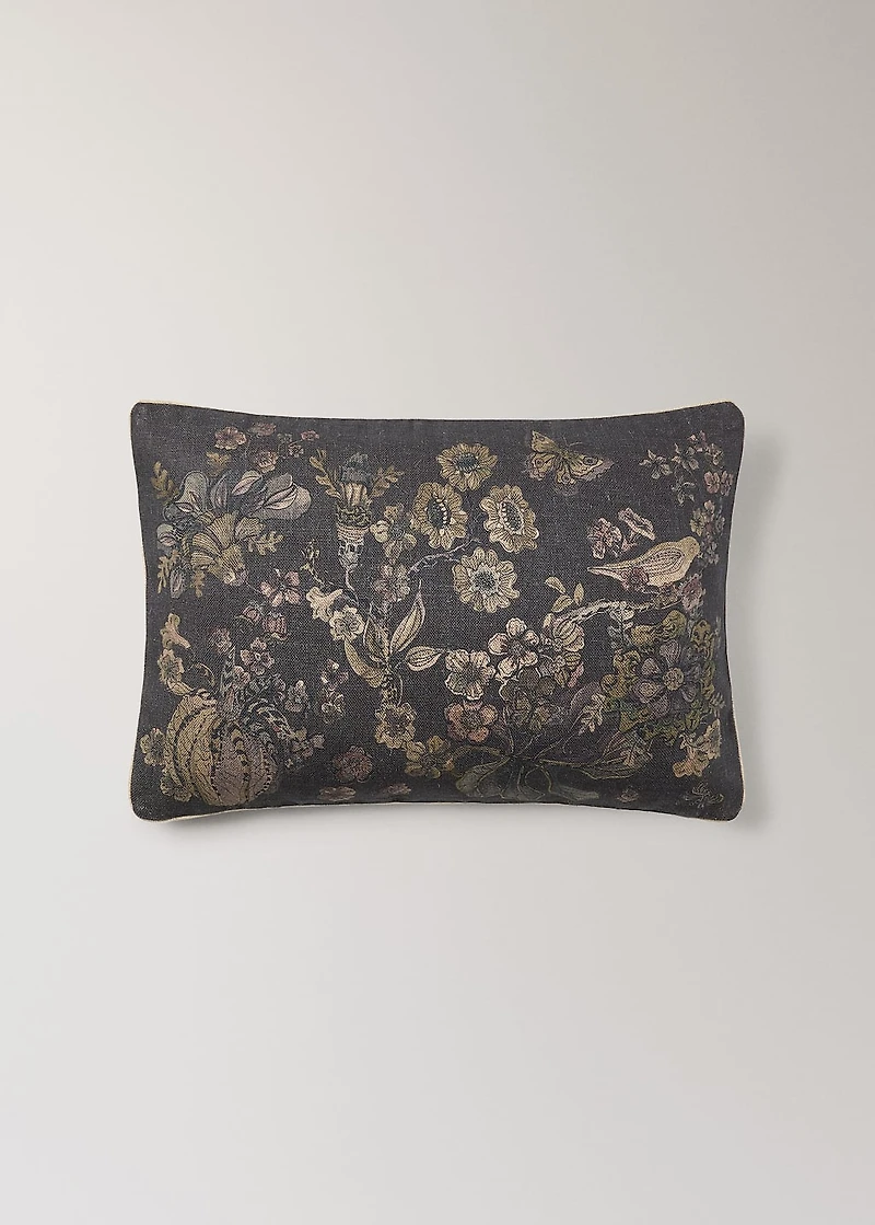 Linen floral-print cushion cover 40x60 cm