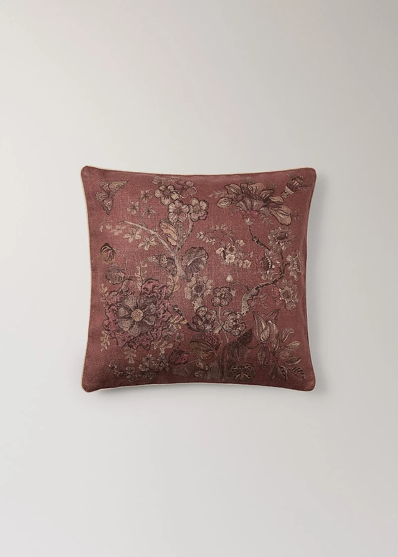 Linen floral-print cushion cover 50x50 cm
