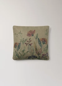 Linen floral-print cushion cover 50x50 cm